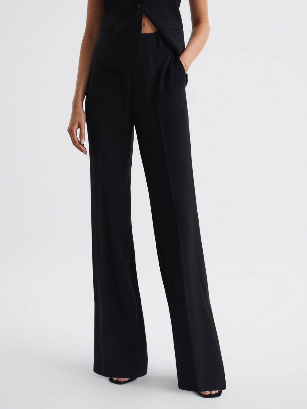 Reiss Trousers | Margeaux Wide Leg Trousers Black - Women