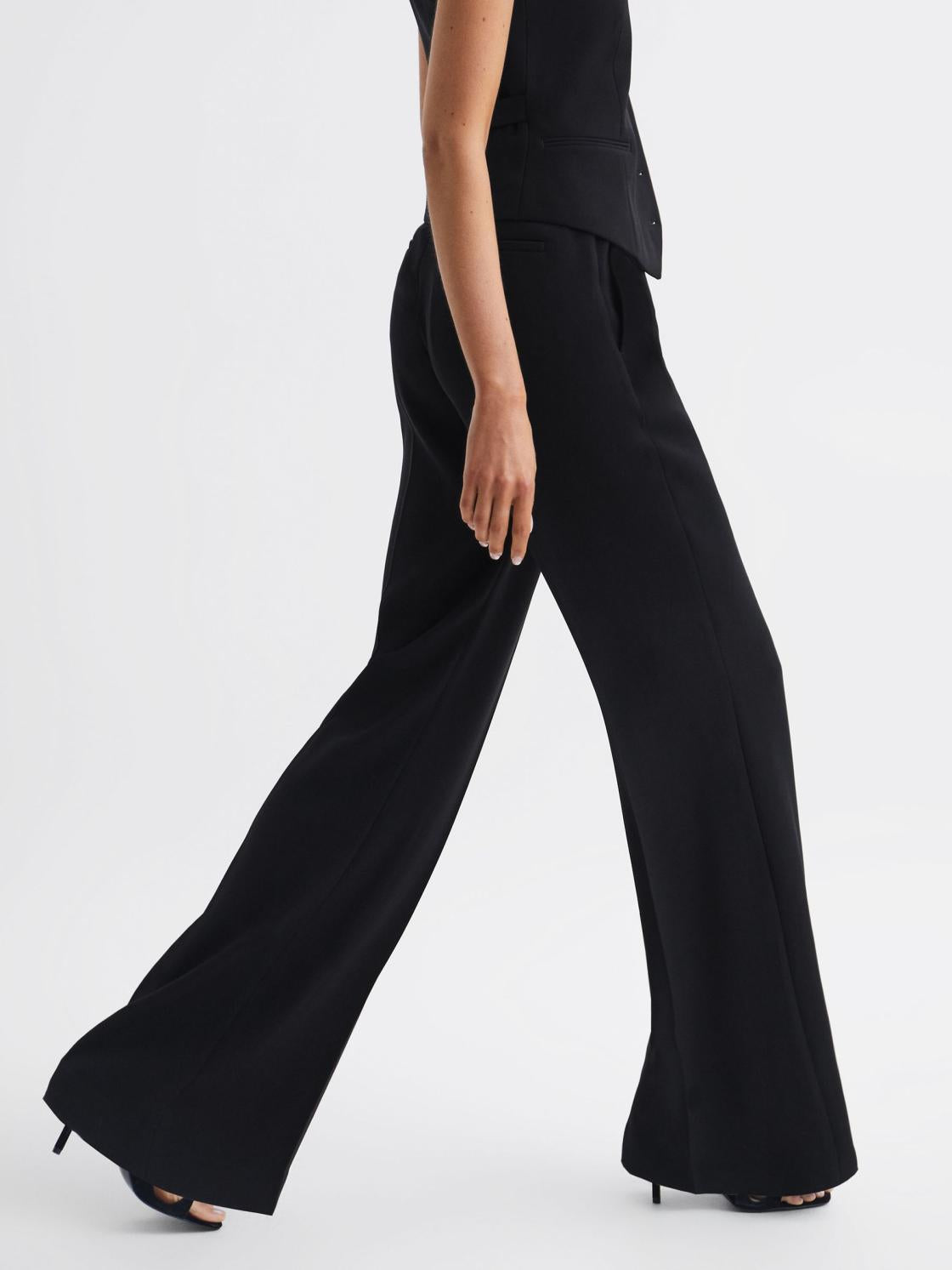 Reiss Trousers | Margeaux Wide Leg Trousers Black - Women