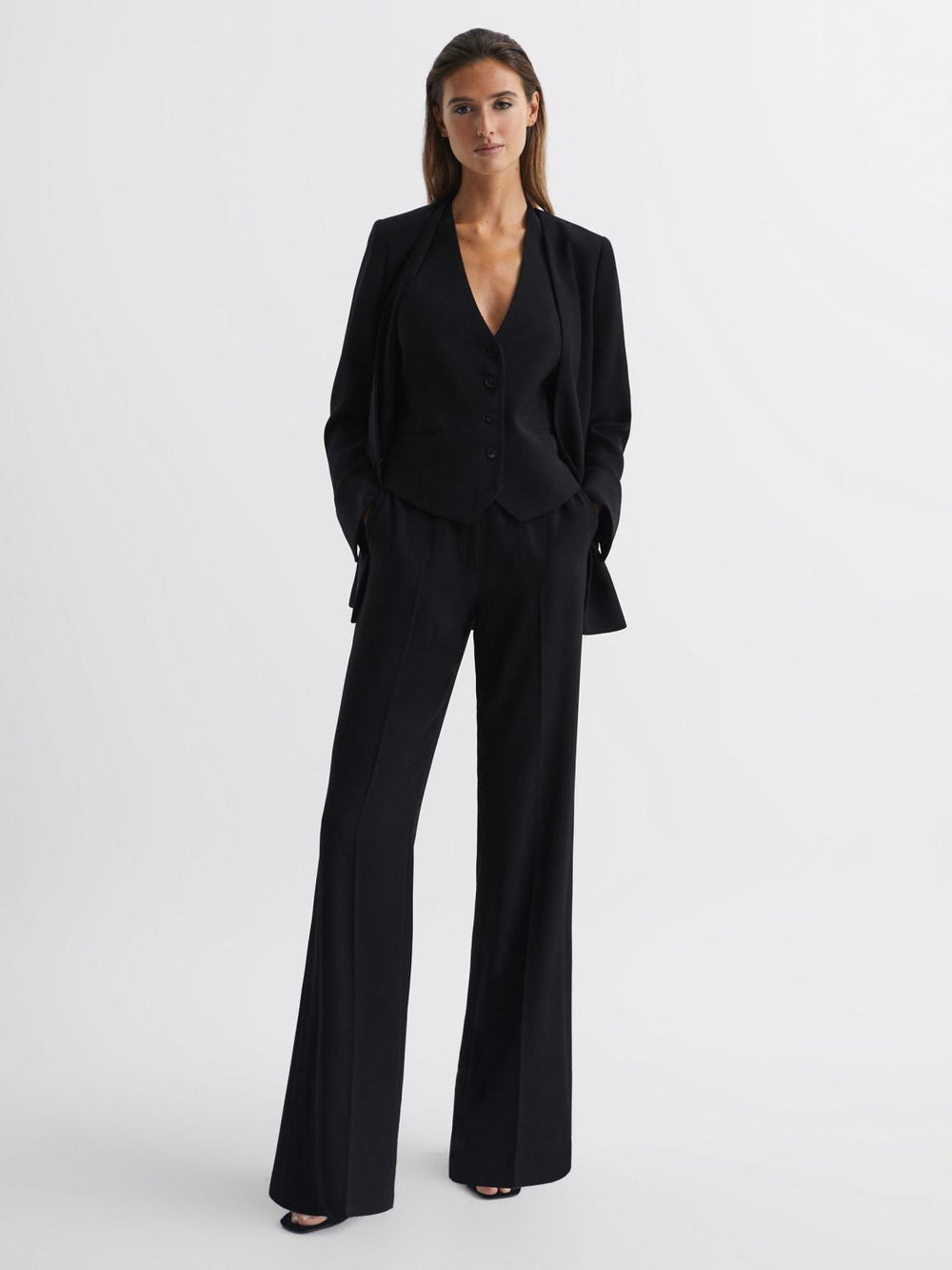 Reiss Trousers | Margeaux Wide Leg Trousers Black - Women
