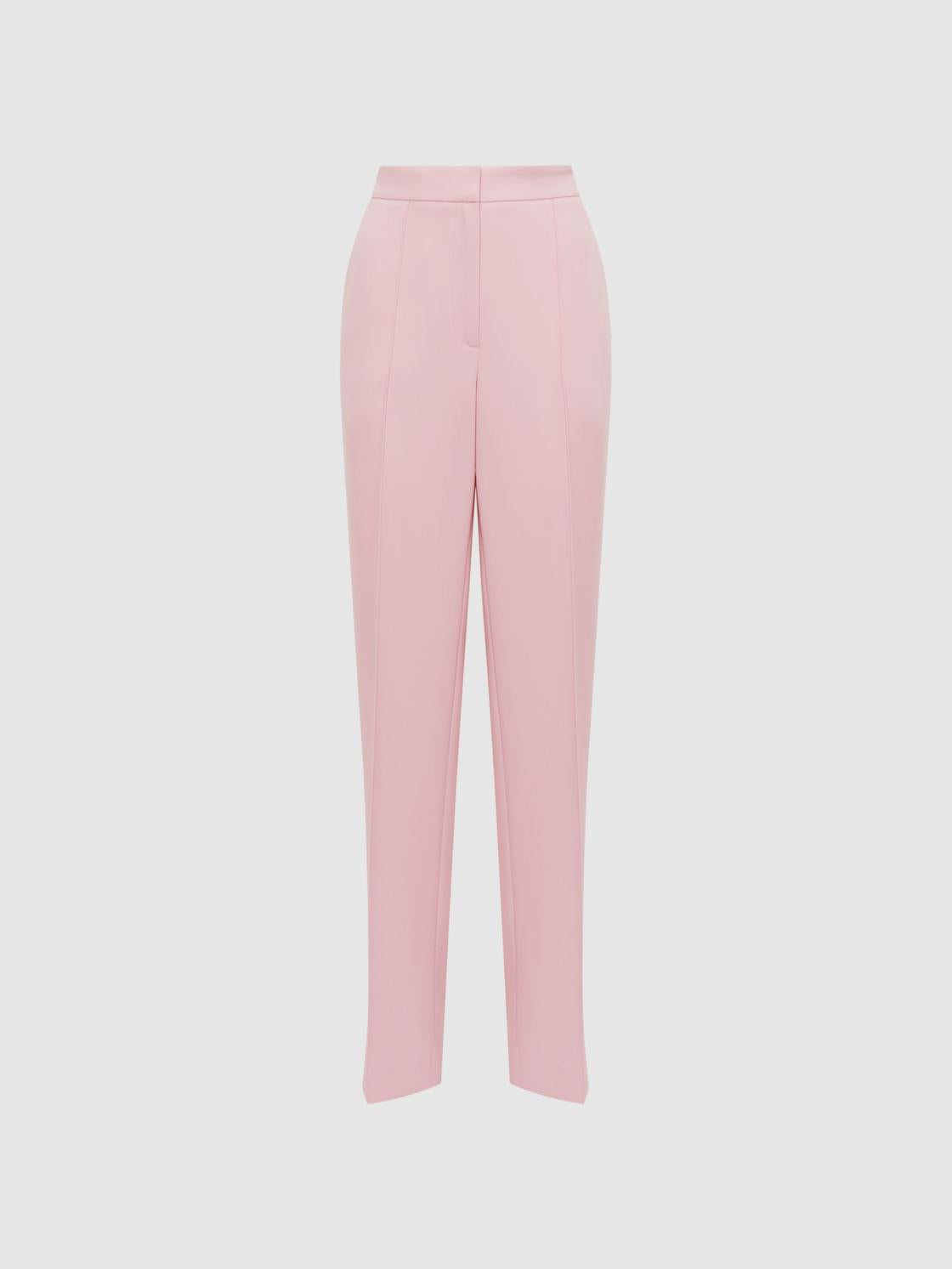 Reiss Trousers | Marina Wide Leg Split Hem Trousers Pink - Women