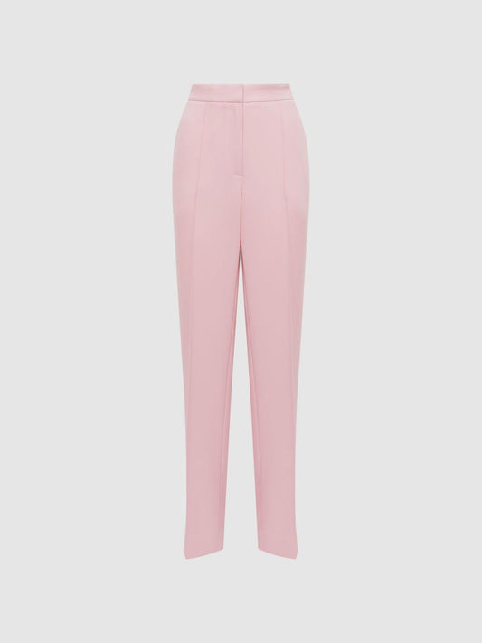 Reiss Trousers | Marina Wide Leg Split Hem Trousers Pink - Women