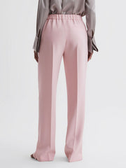 Reiss Trousers | Marina Wide Leg Split Hem Trousers Pink - Women