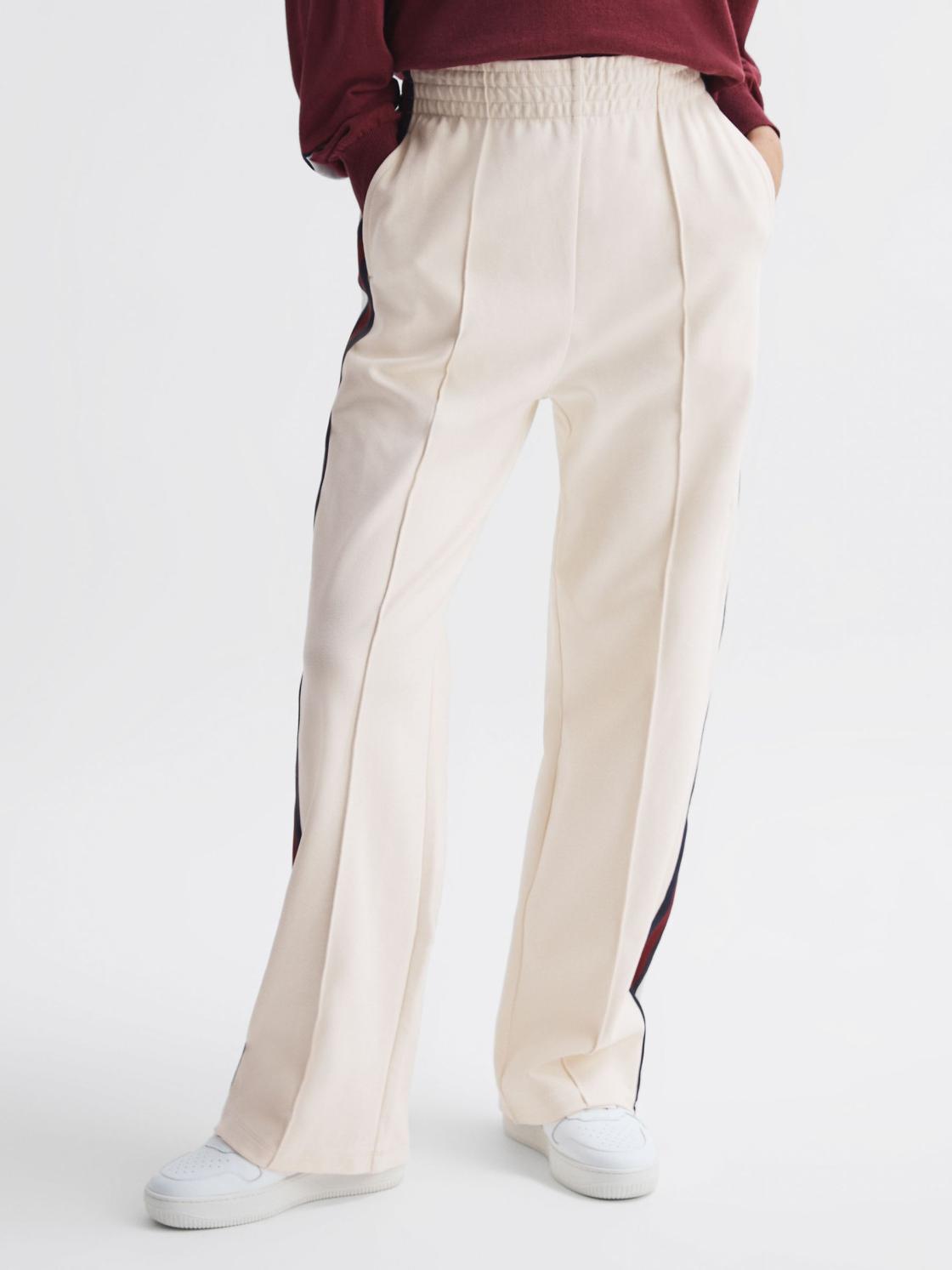 Reiss Trousers | Monte The Upside Wide Leg Side Striped Joggers White - Women