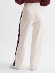 Reiss Trousers | Monte The Upside Wide Leg Side Striped Joggers White - Women