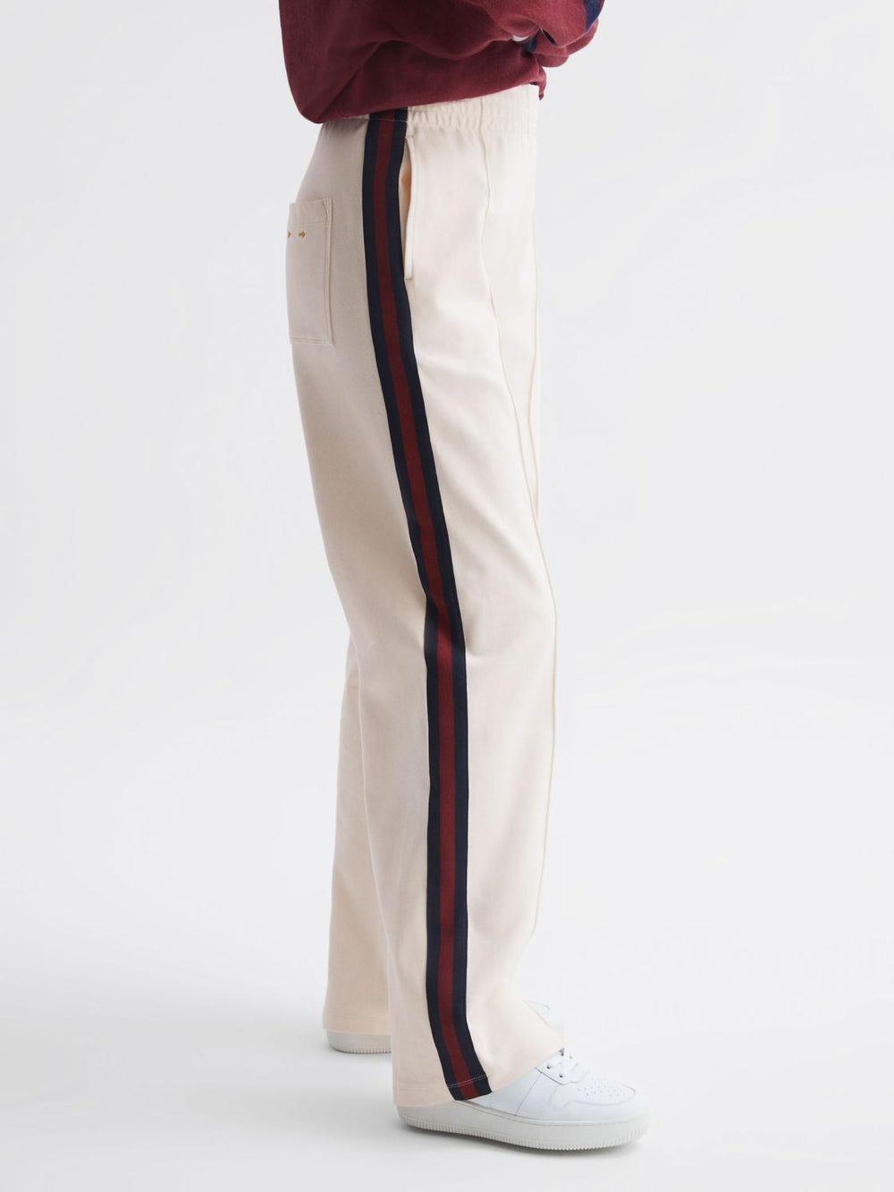 Reiss Trousers | Monte The Upside Wide Leg Side Striped Joggers White - Women