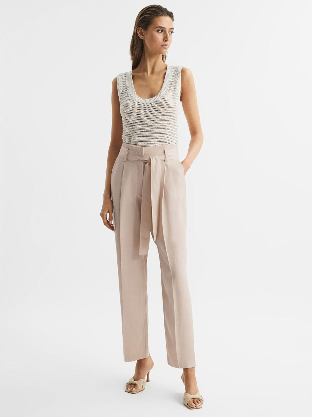 Reiss Trousers | Mylie Tapered High Rise Trousers Mint - Women