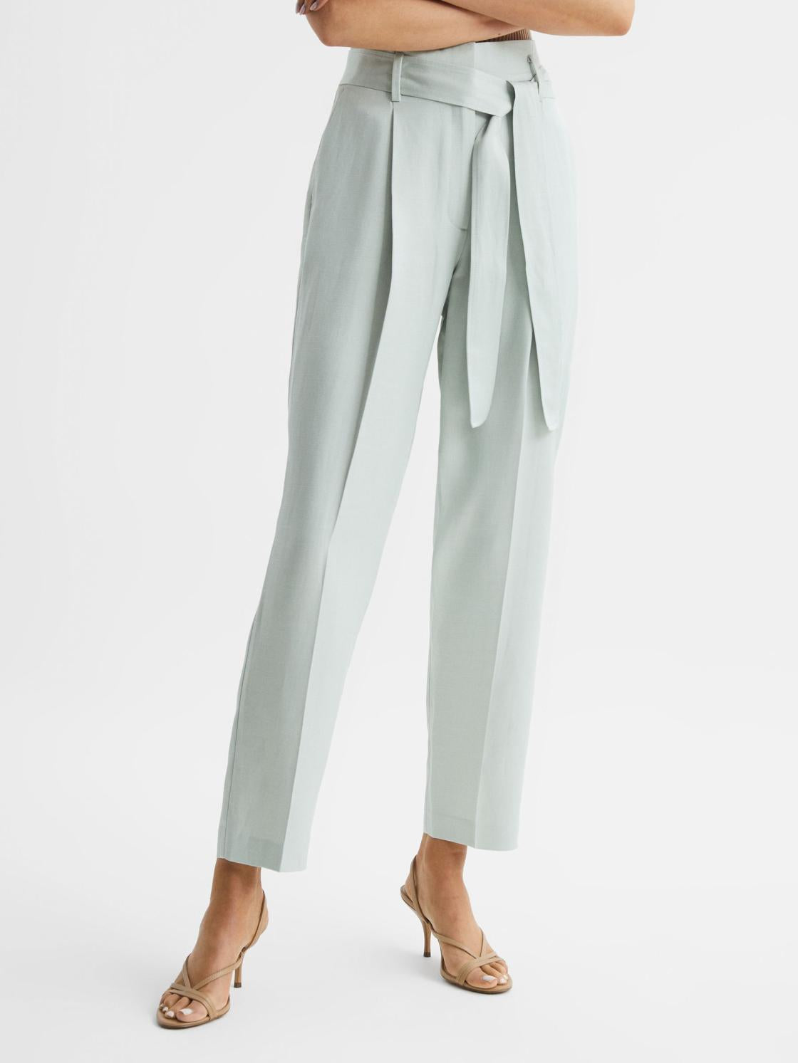 Reiss Trousers | Mylie Tapered High Rise Trousers Mint - Women