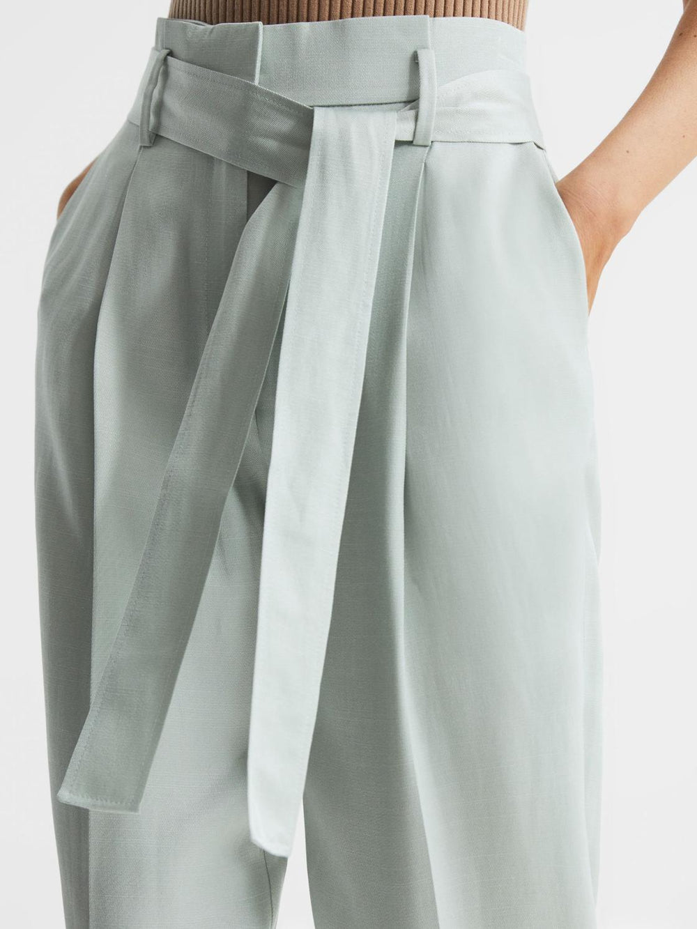 Reiss Trousers | Mylie Tapered High Rise Trousers Mint - Women
