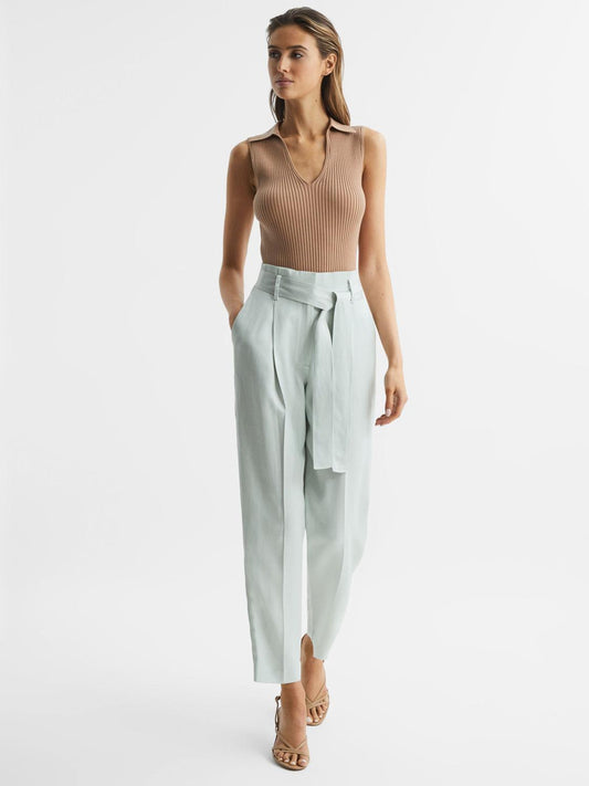 Reiss Trousers | Mylie Tapered High Rise Trousers Mint - Women