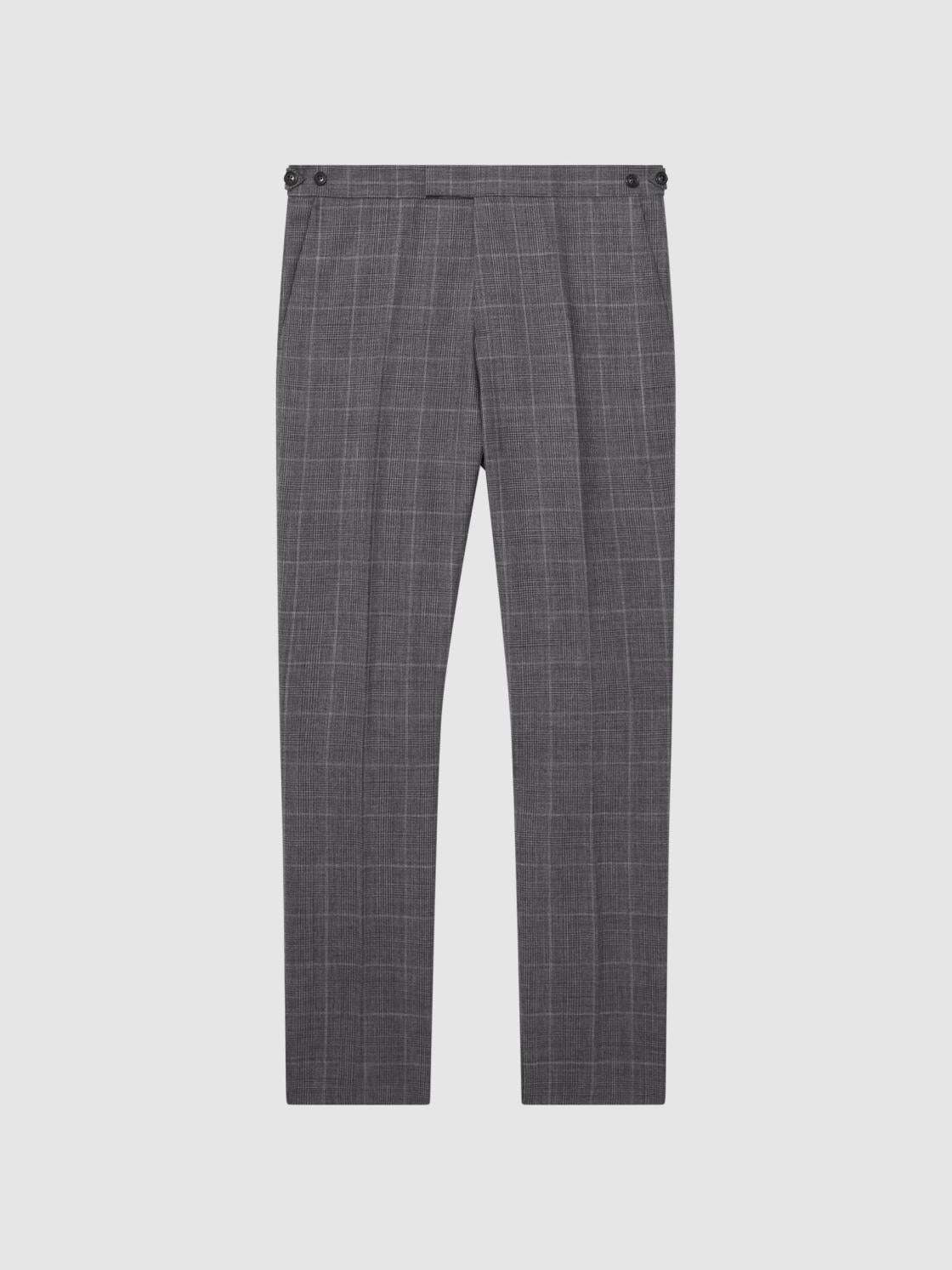 Reiss Trousers | Newbury Slim Fit Checked Trousers Grey - Men
