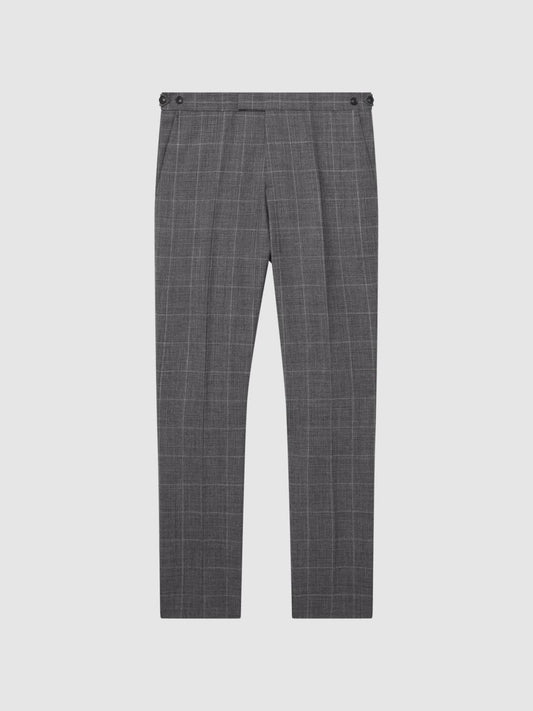 Reiss Trousers | Newbury Slim Fit Checked Trousers Grey - Men