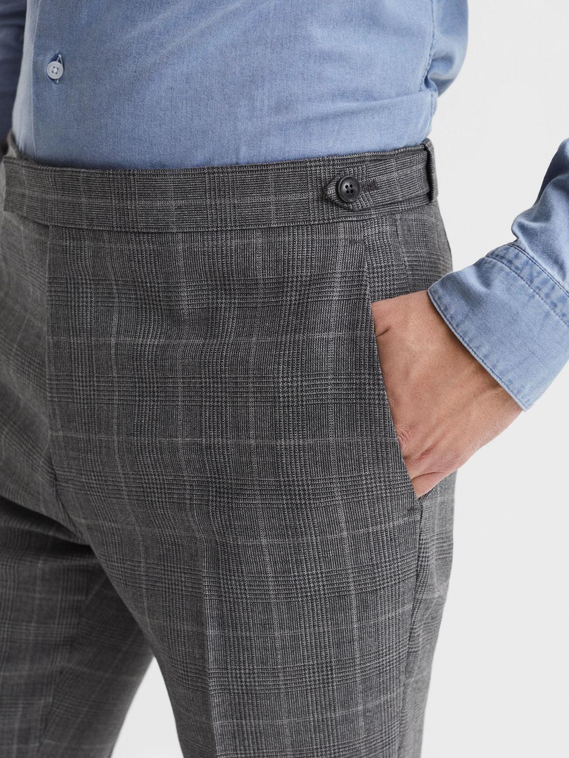 Reiss Trousers | Newbury Slim Fit Checked Trousers Grey - Men