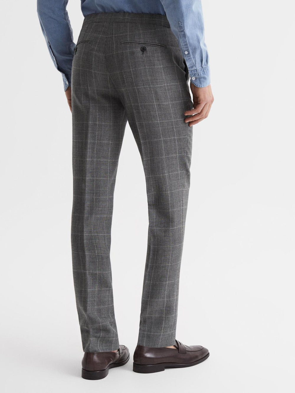 Reiss Trousers | Newbury Slim Fit Checked Trousers Grey - Men