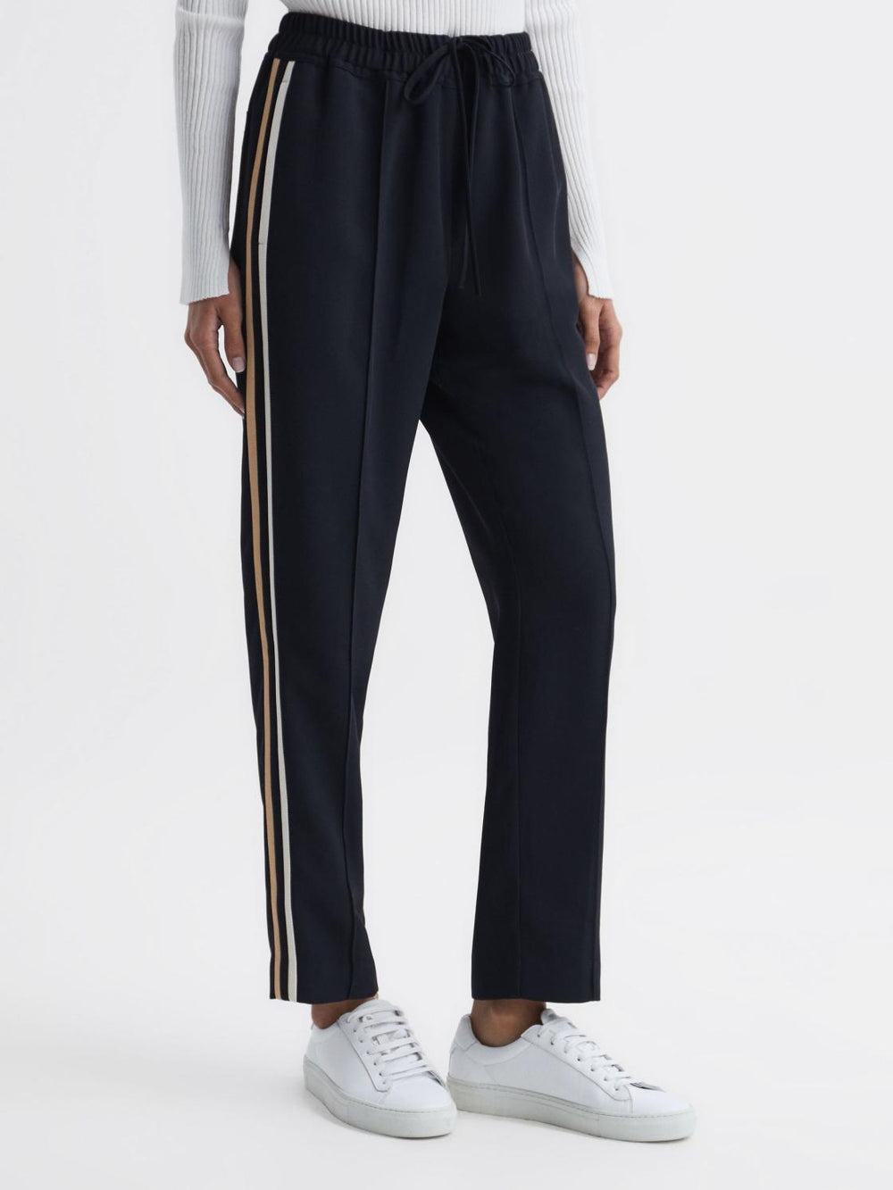 Reiss Trousers | Odell Taper Tapered Leg Pull-on Trousers Black - Women