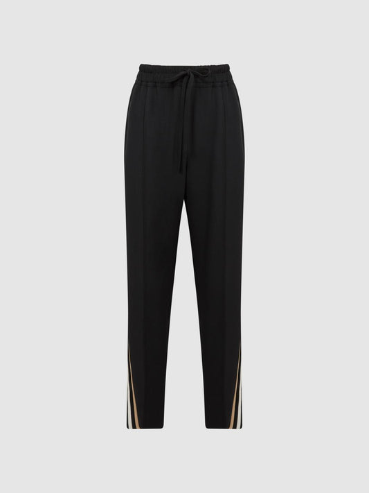 Reiss Trousers | Odell Taper Tapered Leg Pull-on Trousers Black - Women