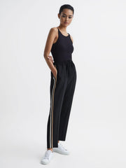 Reiss Trousers | Odell Taper Tapered Leg Pull-on Trousers Black - Women