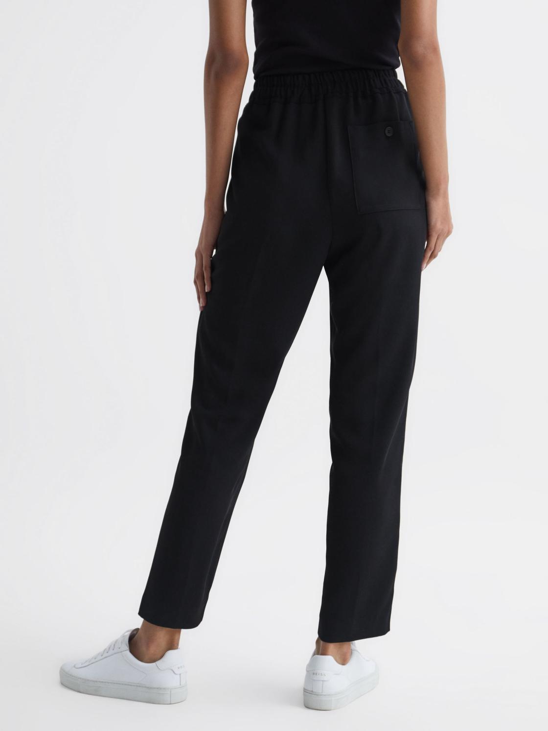 Reiss Trousers | Odell Taper Tapered Leg Pull-on Trousers Black - Women