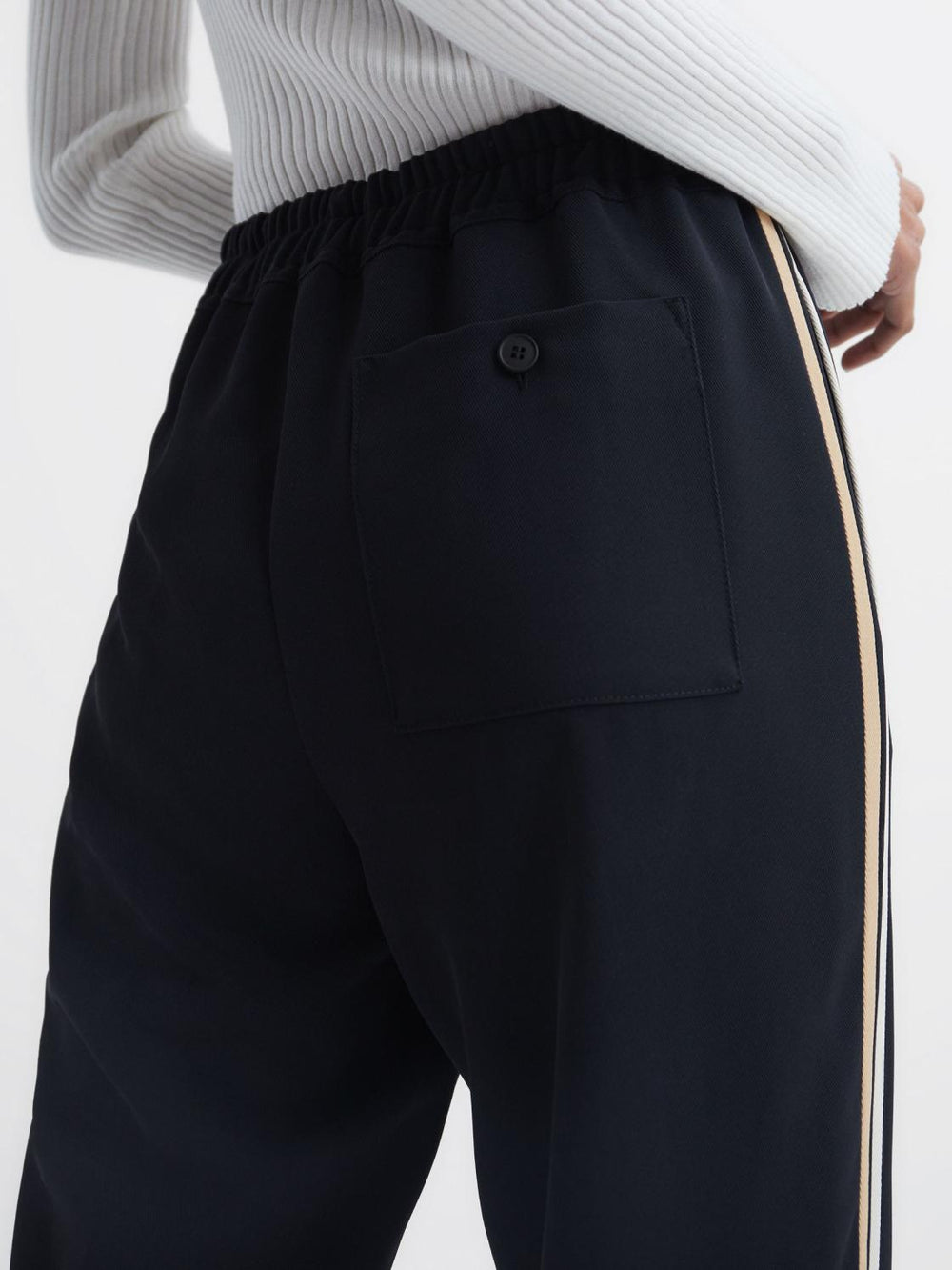 Reiss Trousers | Odell Taper Tapered Leg Pull-on Trousers Black - Women