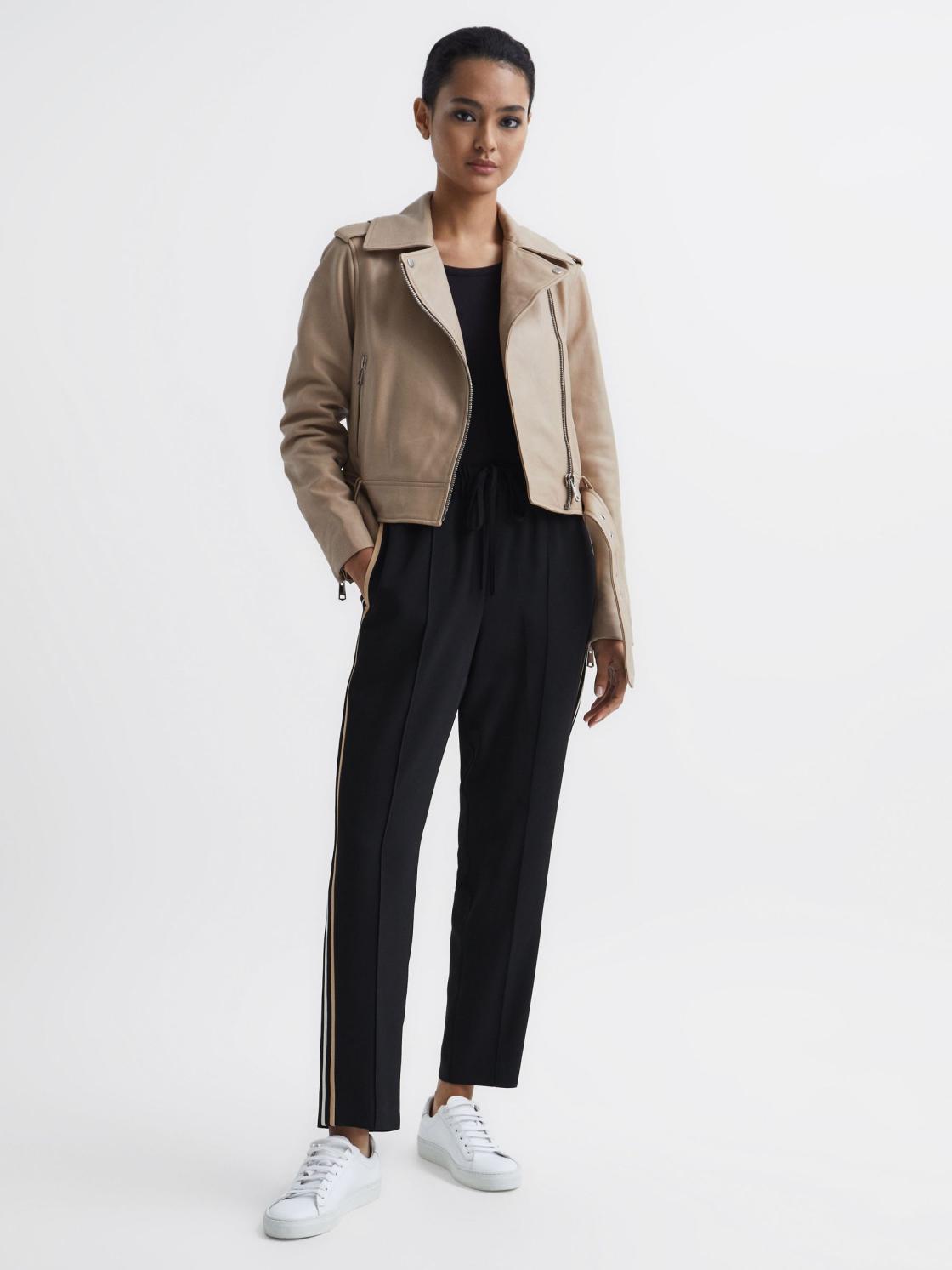 Reiss Trousers | Odell Taper Tapered Leg Pull-on Trousers Black - Women