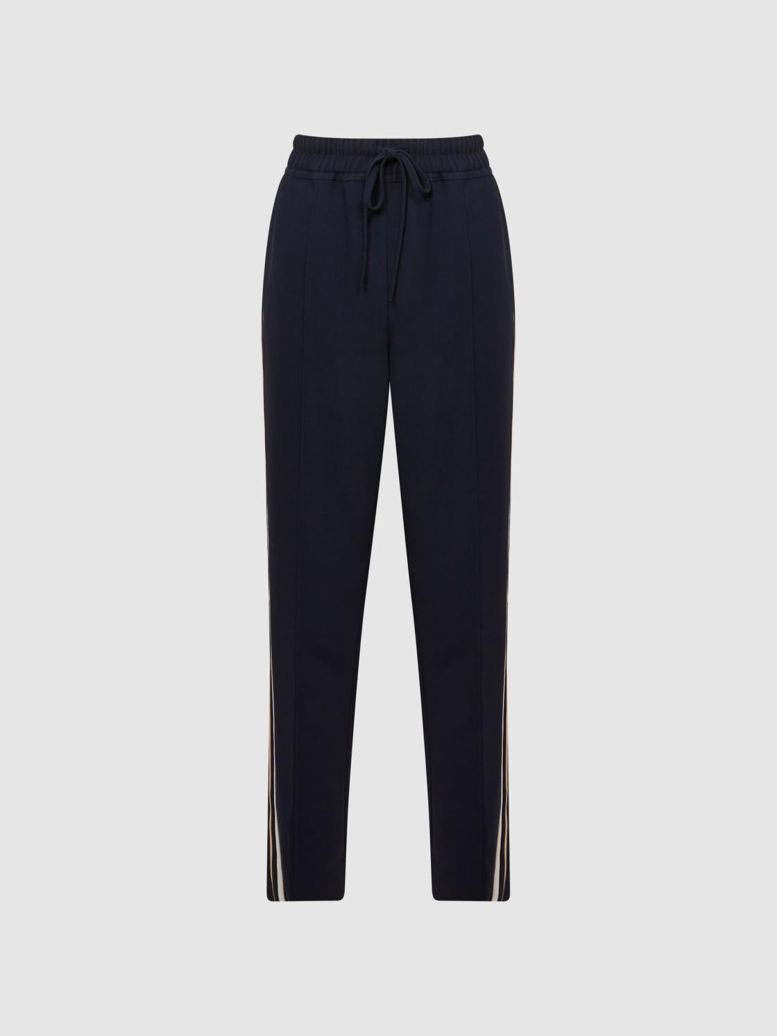 Reiss Trousers | Odell Taper Tapered Leg Pull-on Trousers Navy - Women