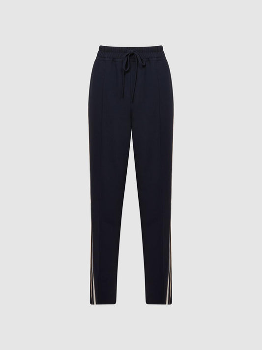 Reiss Trousers | Odell Taper Tapered Leg Pull-on Trousers Navy - Women