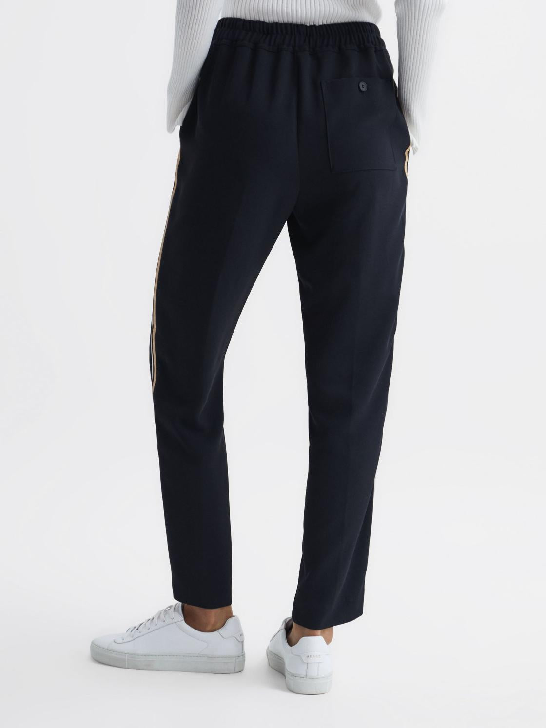Reiss Trousers | Odell Taper Tapered Leg Pull-on Trousers Navy - Women