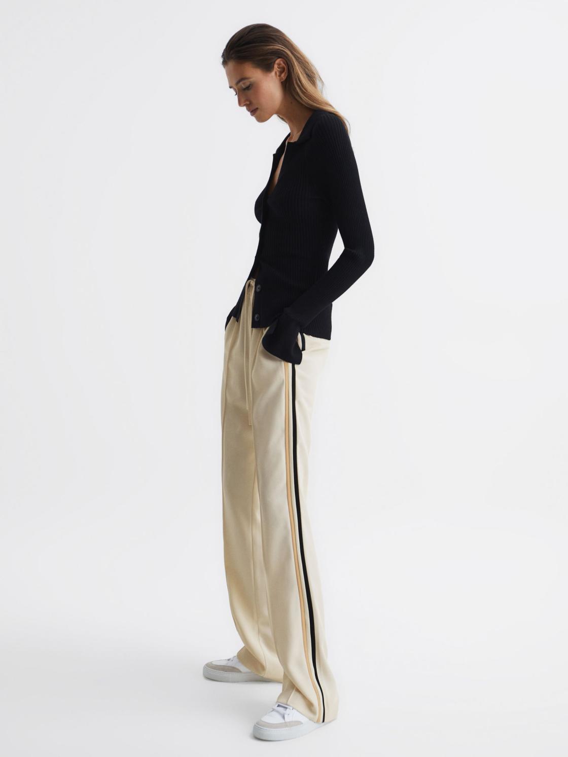 Reiss Trousers | Odell Wide Leg Pull On Trousers Black - Women