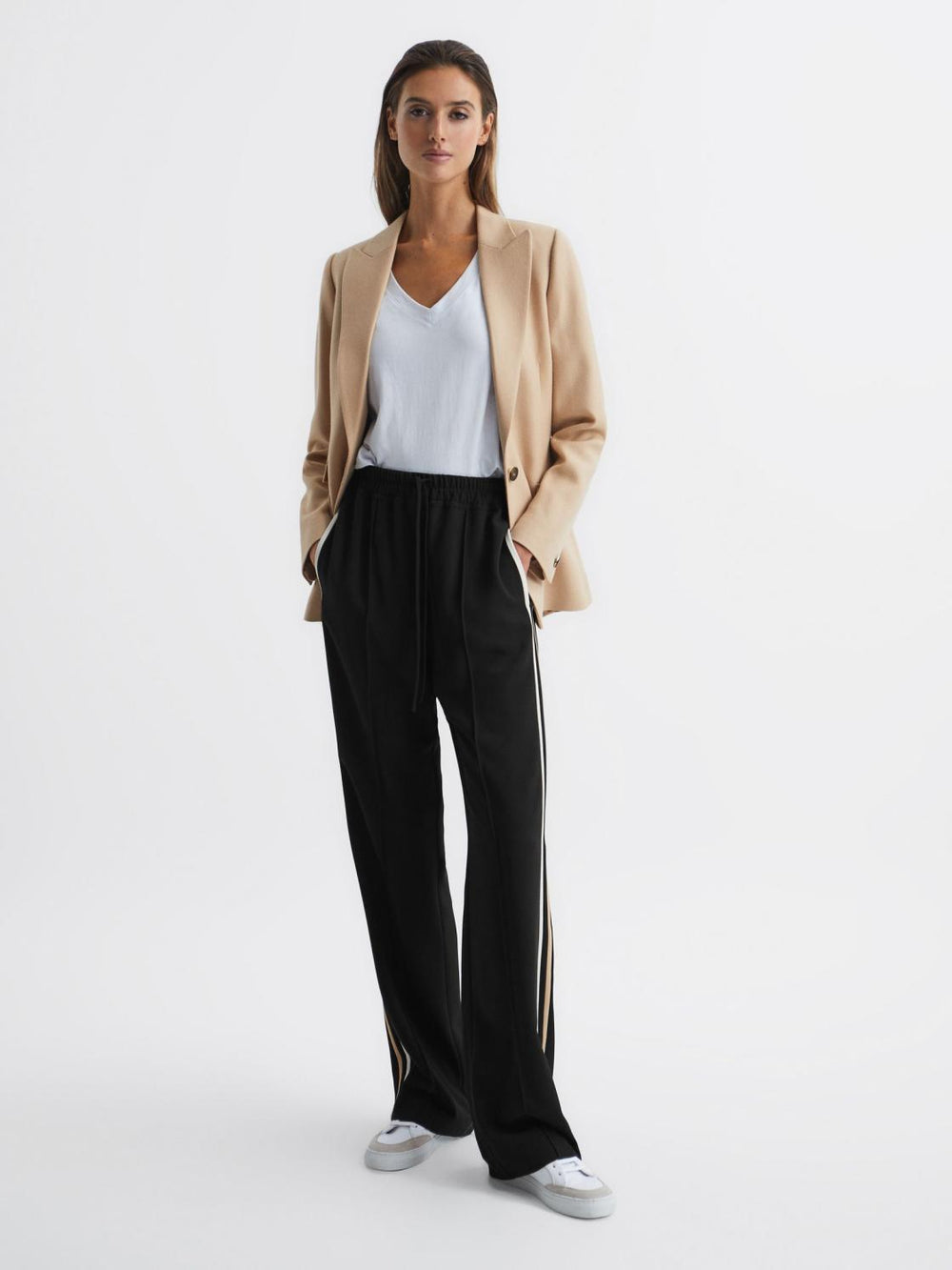 Reiss Trousers | Odell Wide Leg Pull On Trousers Black - Women