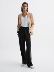 Reiss Trousers | Odell Wide Leg Pull On Trousers Black - Women