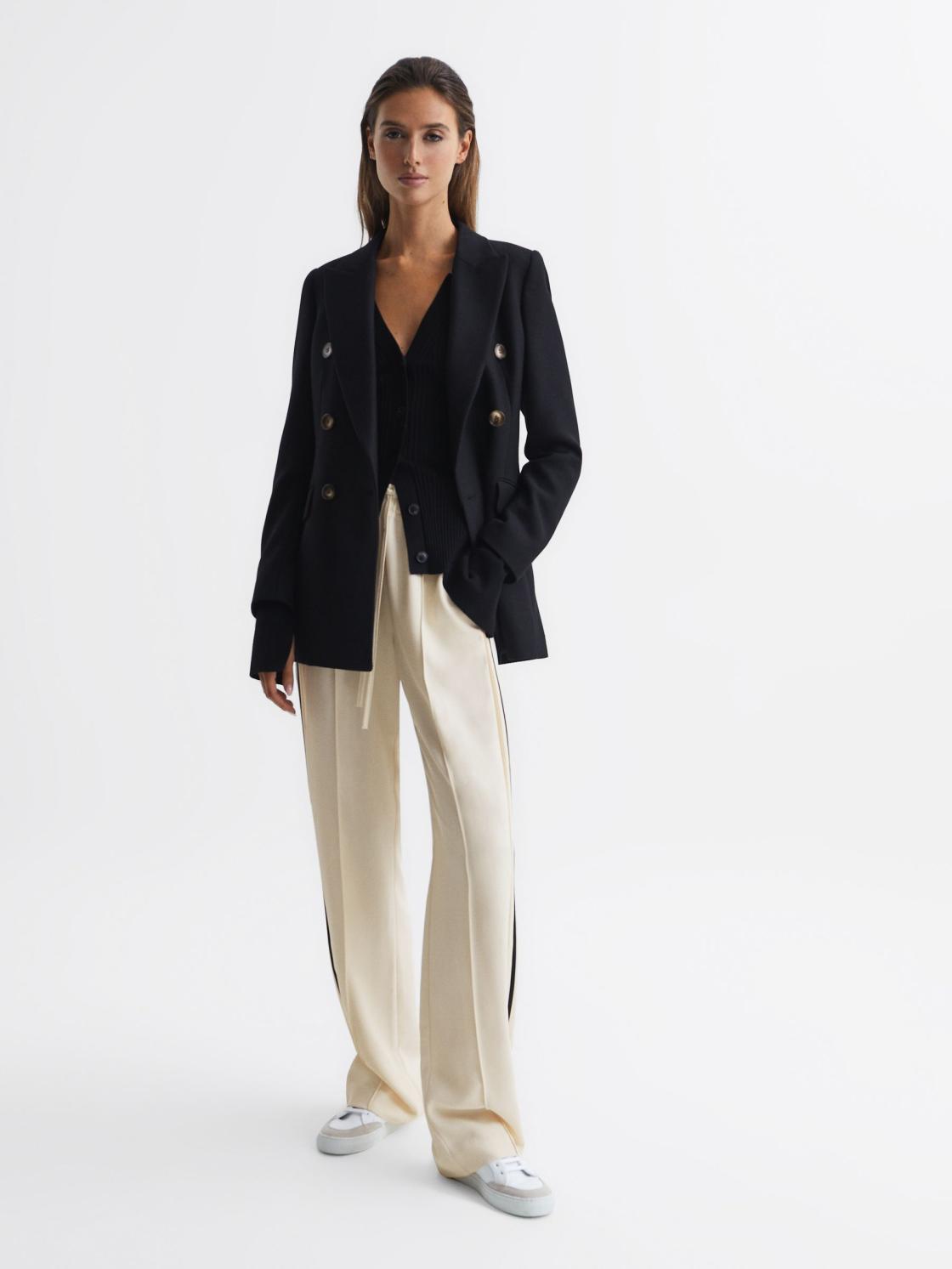 Reiss Trousers | Odell Wide Leg Pull On Trousers Black - Women