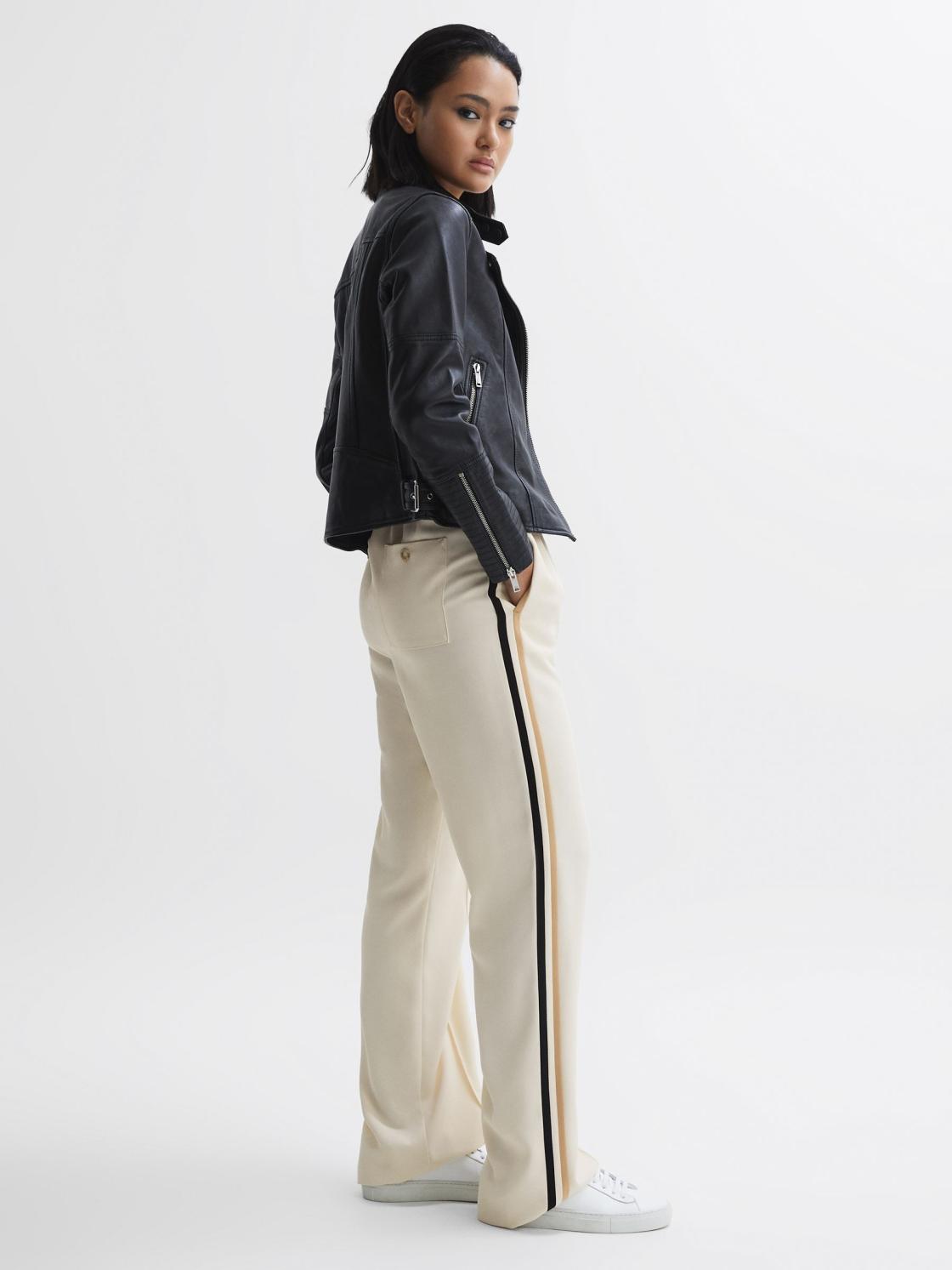 Reiss Trousers | Odell Wide Leg Pull On Trousers Cream - Women