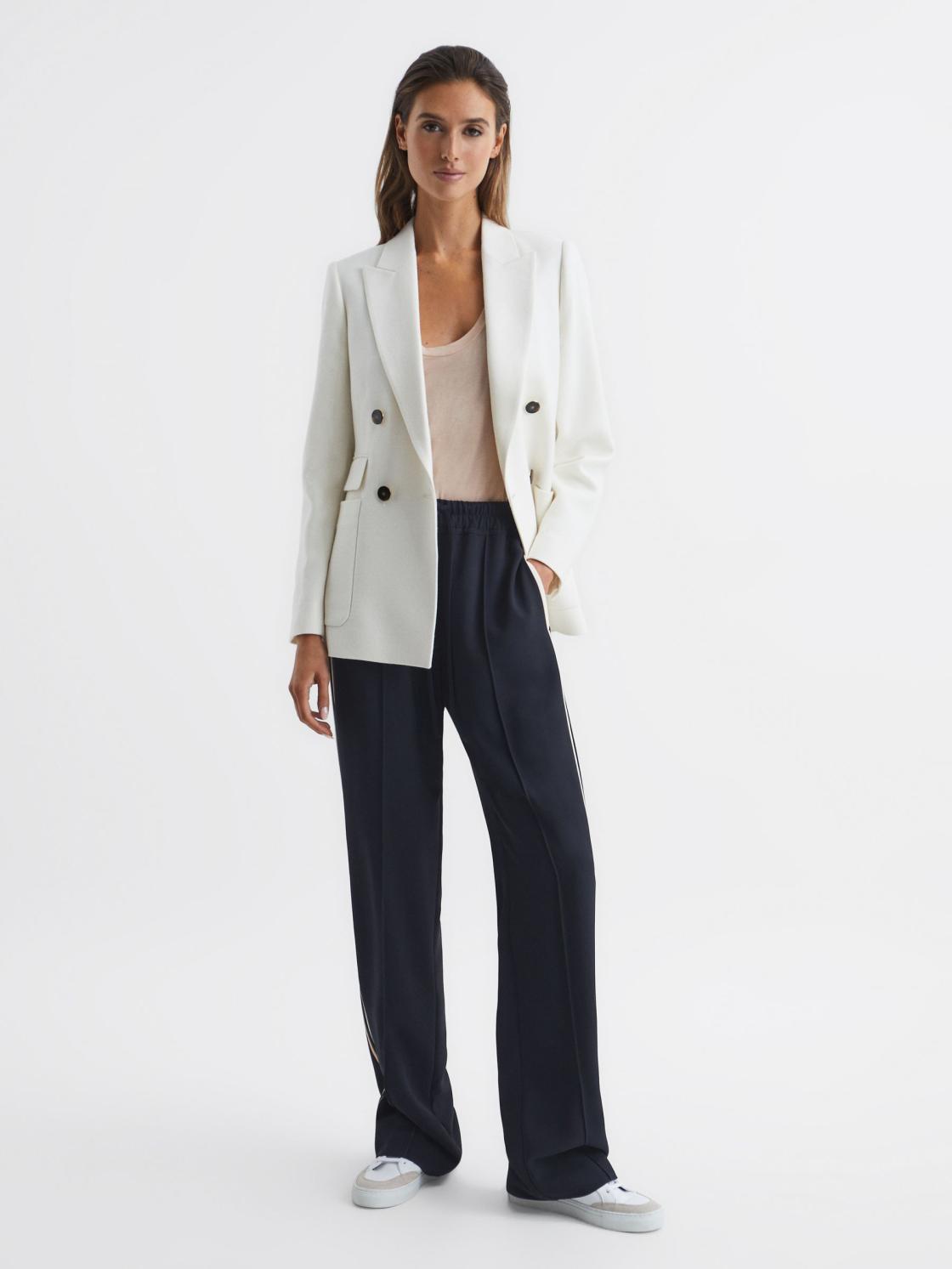 Reiss Trousers | Odell Wide Leg Pull On Trousers Navy - Women