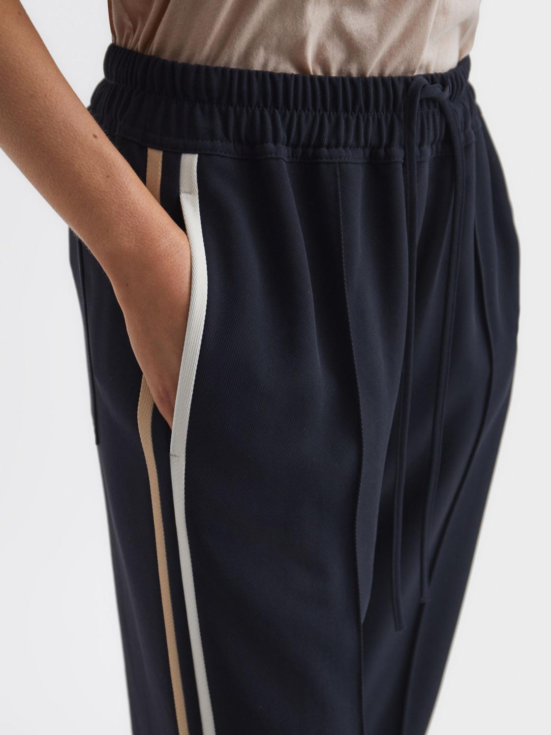 Reiss Trousers | Odell Wide Leg Pull On Trousers Navy - Women