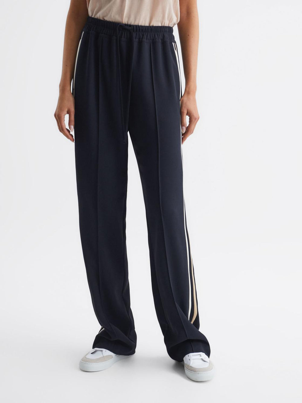 Reiss Trousers | Odell Wide Leg Pull On Trousers Navy - Women