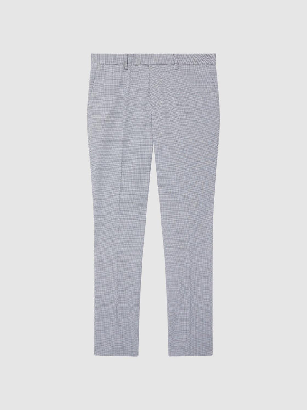 Reiss Trousers | Pause Slim Fit Puppytooth Chinos Soft Blue - Men