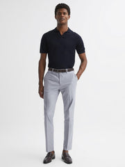 Reiss Trousers | Pause Slim Fit Puppytooth Chinos Soft Blue - Men