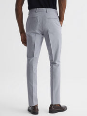 Reiss Trousers | Pause Slim Fit Puppytooth Chinos Soft Blue - Men