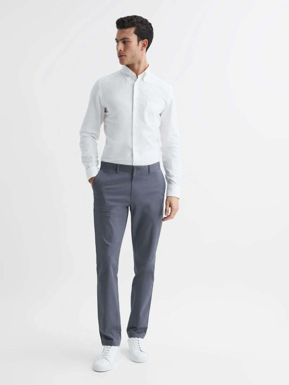 Reiss Trousers | Pitch Slim Fit Washed Chinos Airforce Blue - Men