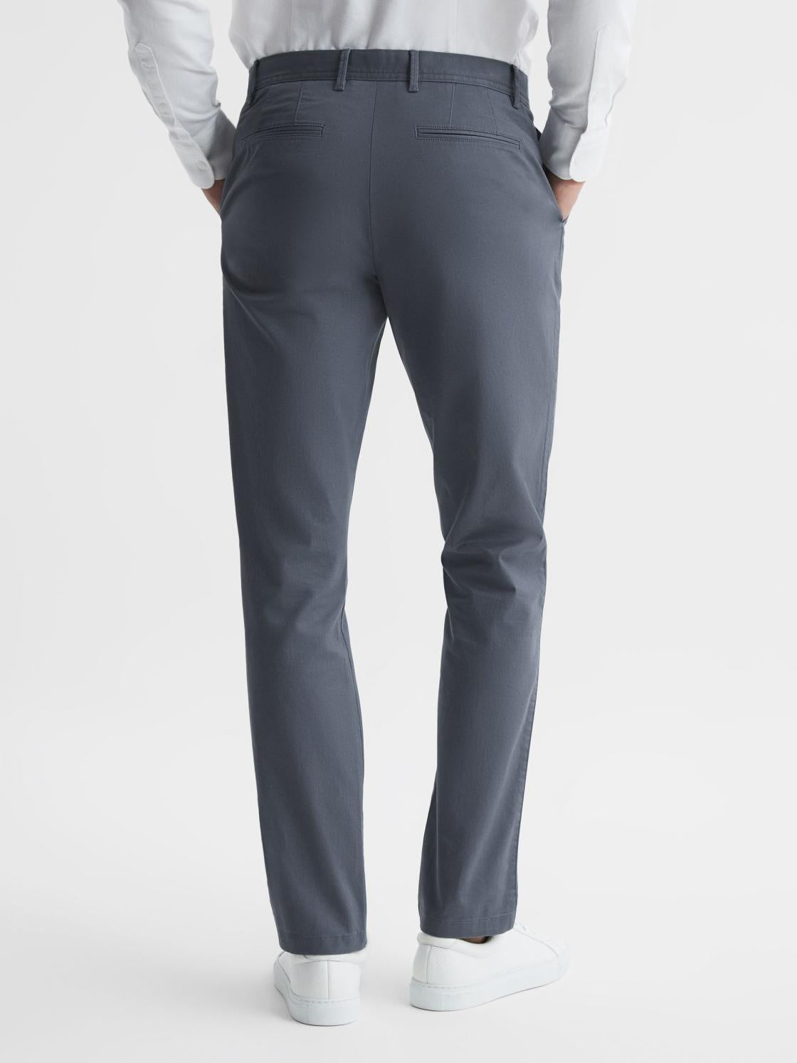 Reiss Trousers | Pitch Slim Fit Washed Chinos Airforce Blue - Men