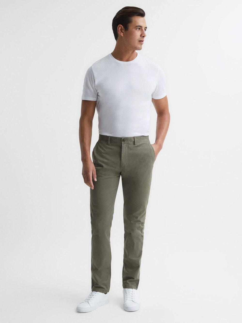 Reiss Trousers | Pitch Slim Fit Washed Chinos Khaki - Men