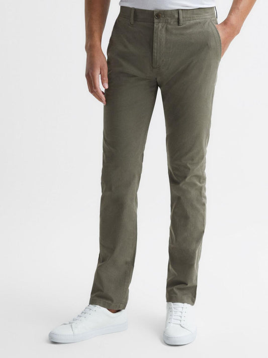 Reiss Trousers | Pitch Slim Fit Washed Chinos Khaki - Men
