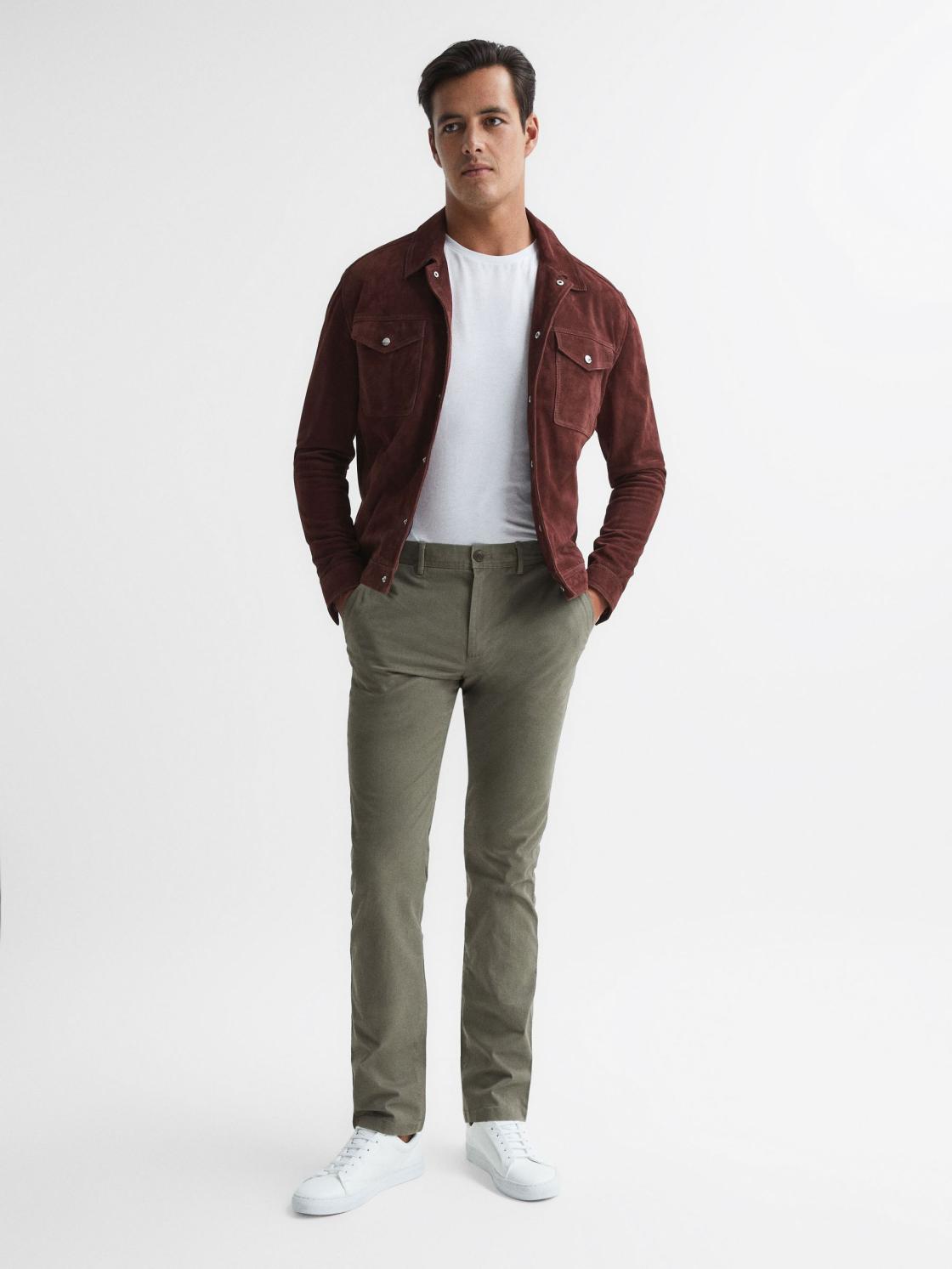 Reiss Trousers | Pitch Slim Fit Washed Chinos Khaki - Men