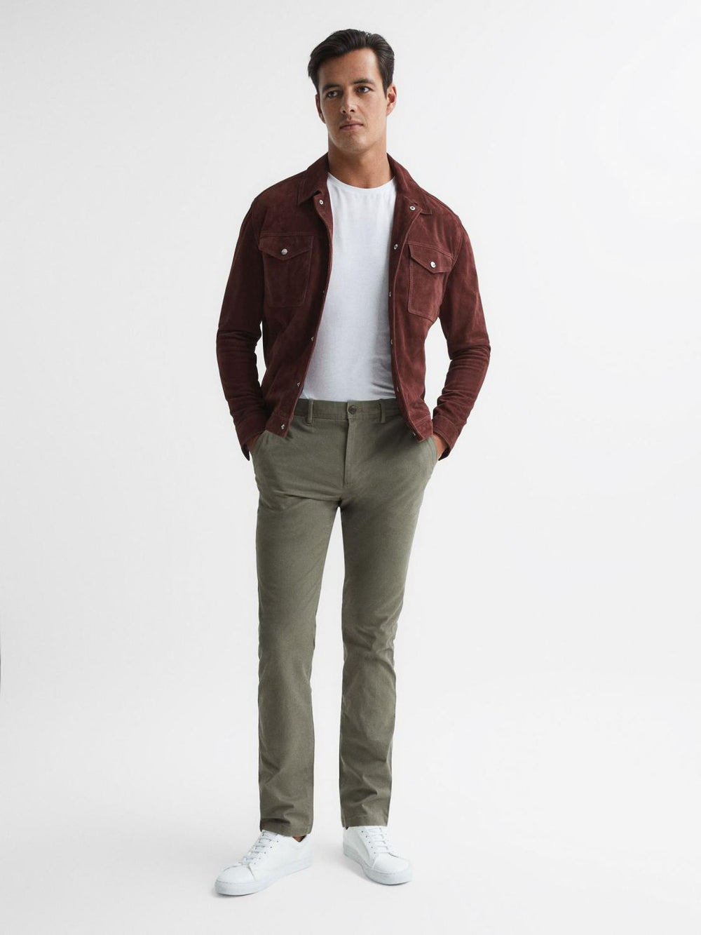 Reiss Trousers | Pitch Slim Fit Washed Chinos Khaki - Men