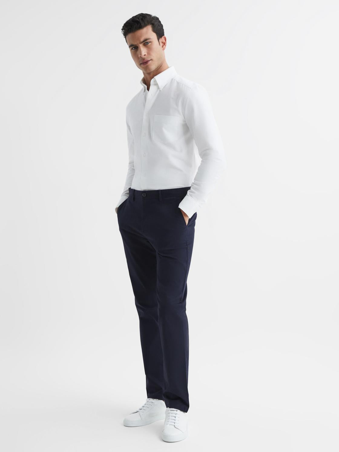Reiss Trousers | Pitch Slim Fit Washed Chinos Navy - Men