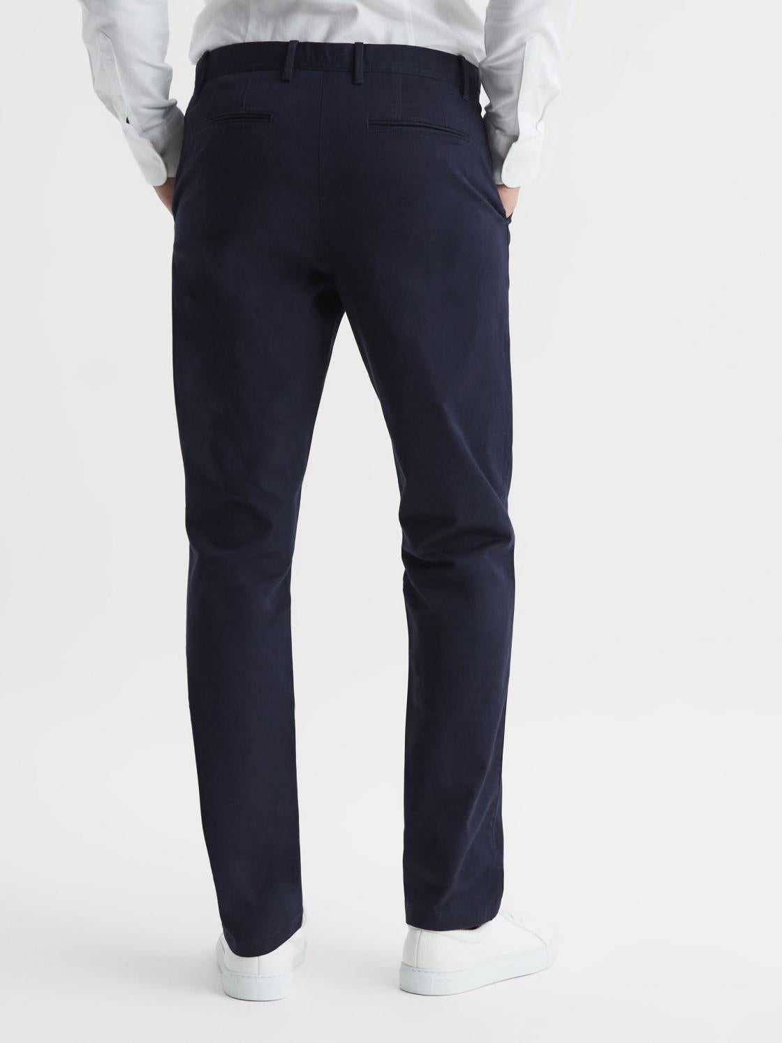 Reiss Trousers | Pitch Slim Fit Washed Chinos Navy - Men