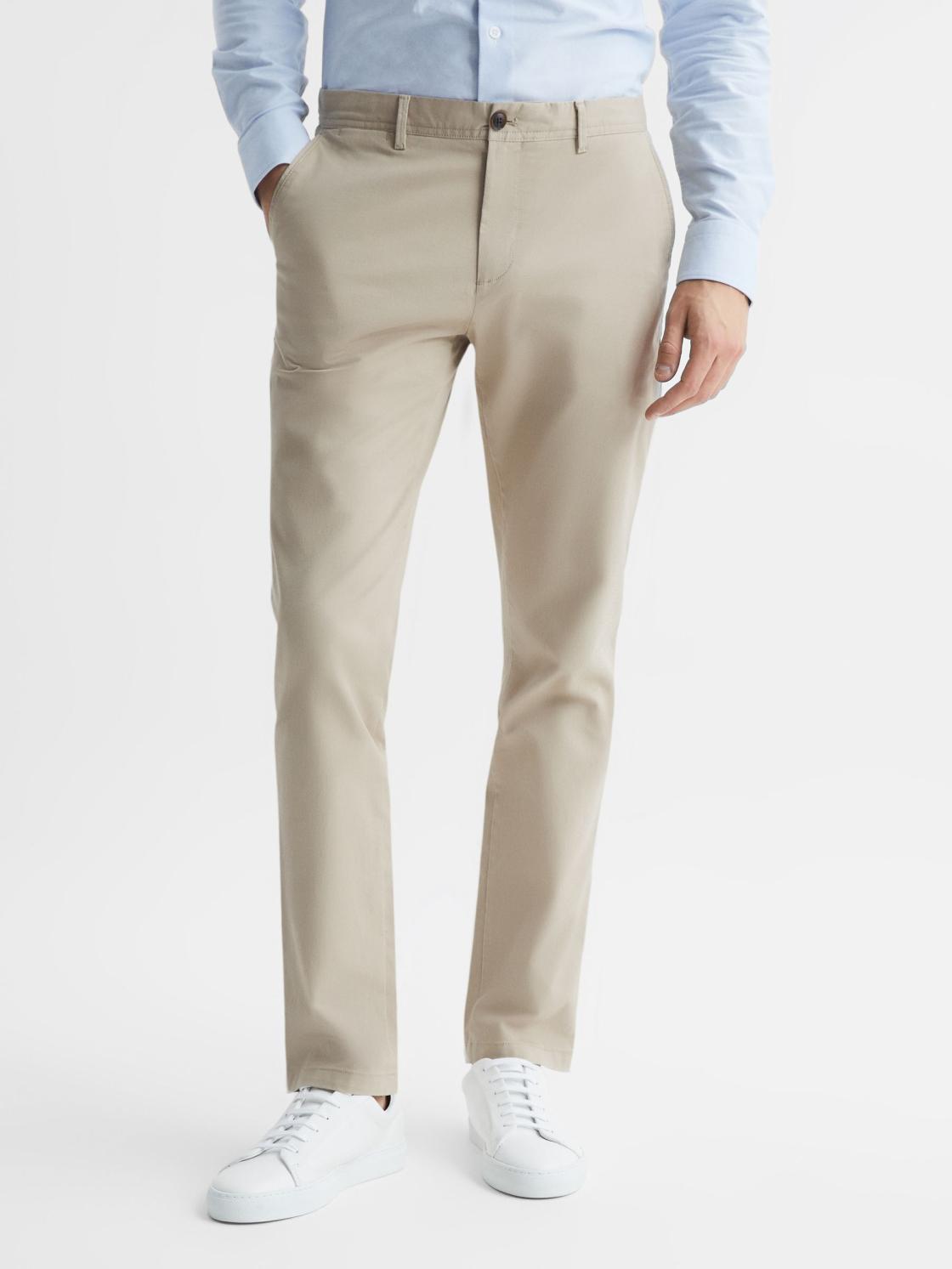 Reiss Trousers | Pitch Slim Fit Washed Chinos Stone - Men