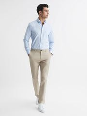 Reiss Trousers | Pitch Slim Fit Washed Chinos Stone - Men