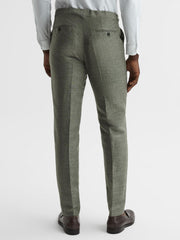 Reiss Trousers | Riva Wool-Linen Blend Trousers Sage - Men