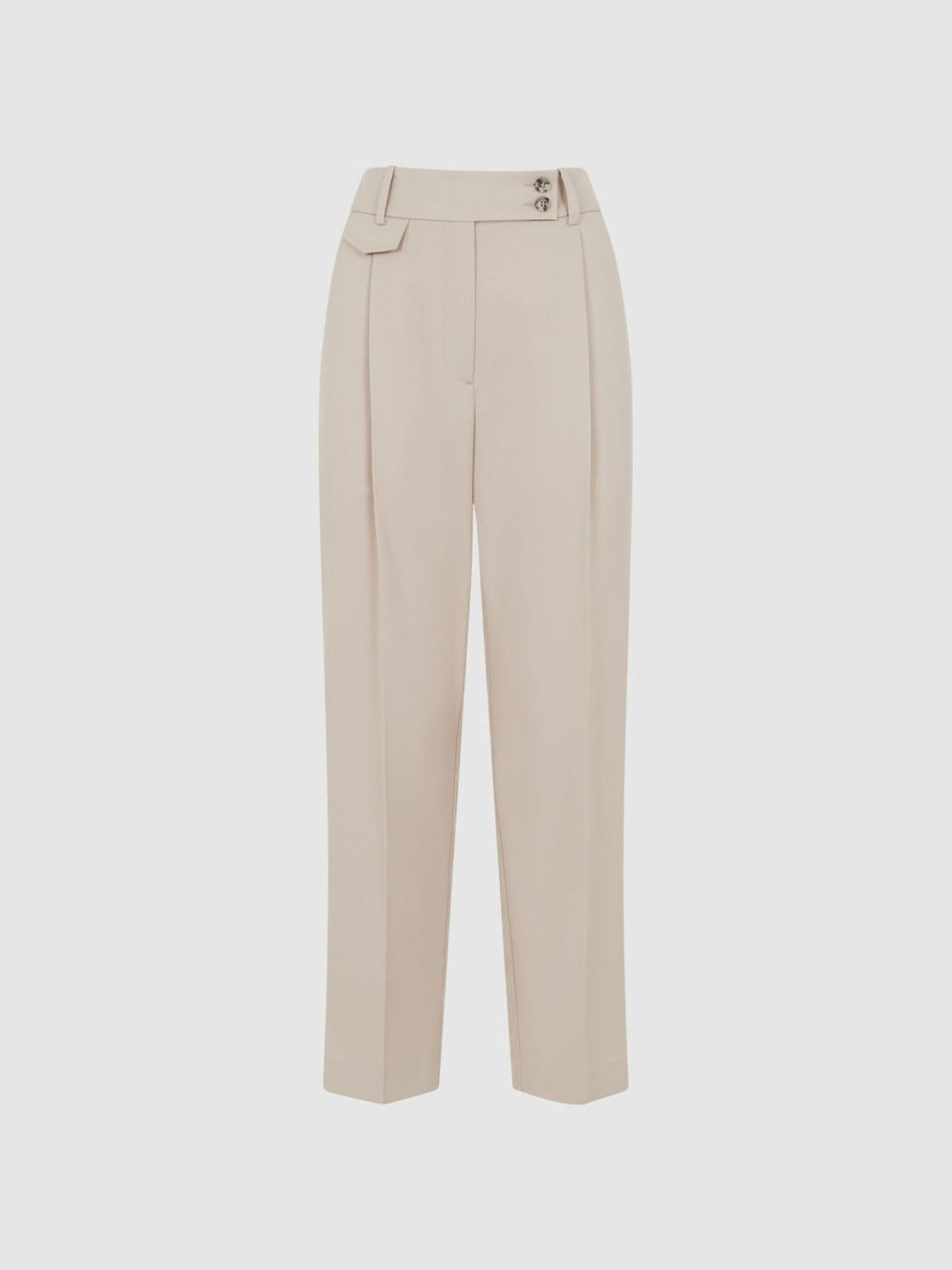 Reiss Trousers | River High Rise Cropped Tapered Trousers Stone - Women