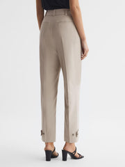 Reiss Trousers | River High Rise Cropped Tapered Trousers Stone - Women